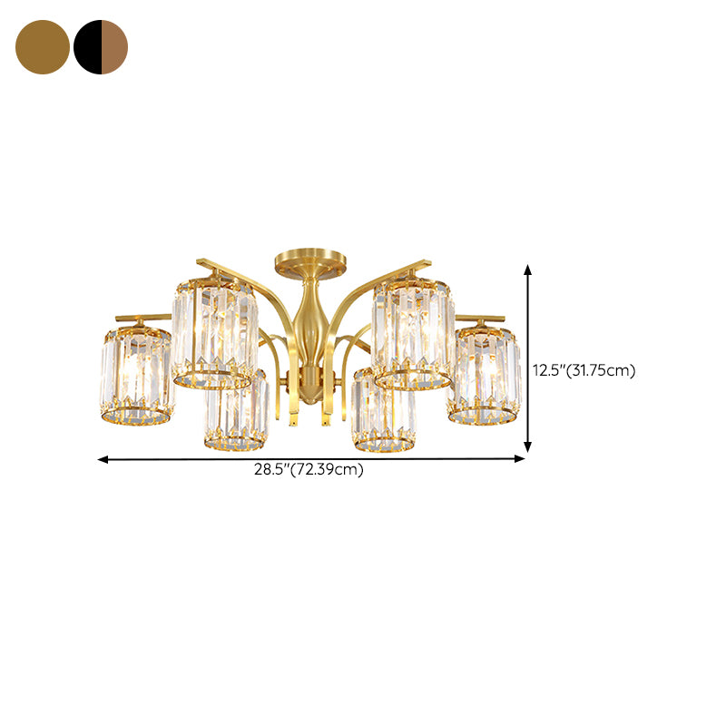 Modern Minimalist Ceiling Lamp Crystal Shade Flush Mount Light Fixture for Bedroom
