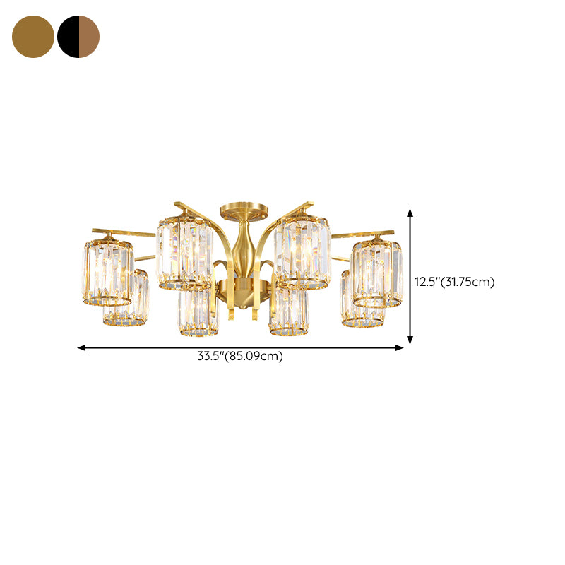 Modern Minimalist Ceiling Lamp Crystal Shade Flush Mount Light Fixture for Bedroom