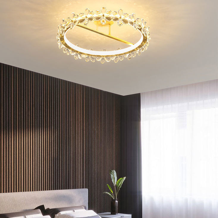 Modern Ceiling Lamp Creative Crystal Flush Mount Light Fixture for Bedroom