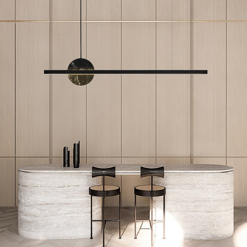 Brass and Marble Pendant Ceiling Fixture Linear 1 Light Kitchen Island Light