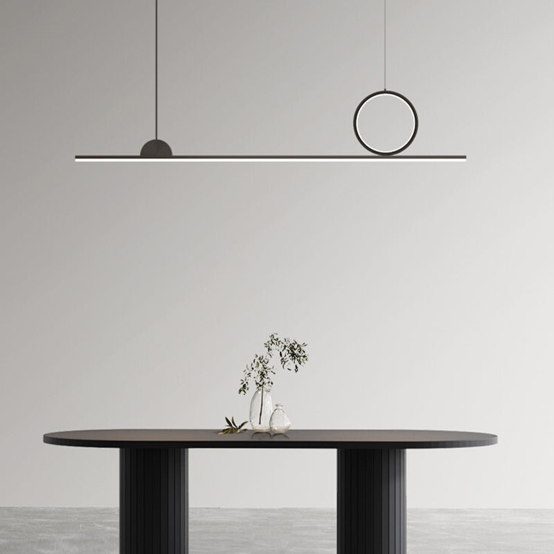 Black LED Island Hanging Lamp Modern Simple Island Lamp with Acrylic Shade for Dining Room
