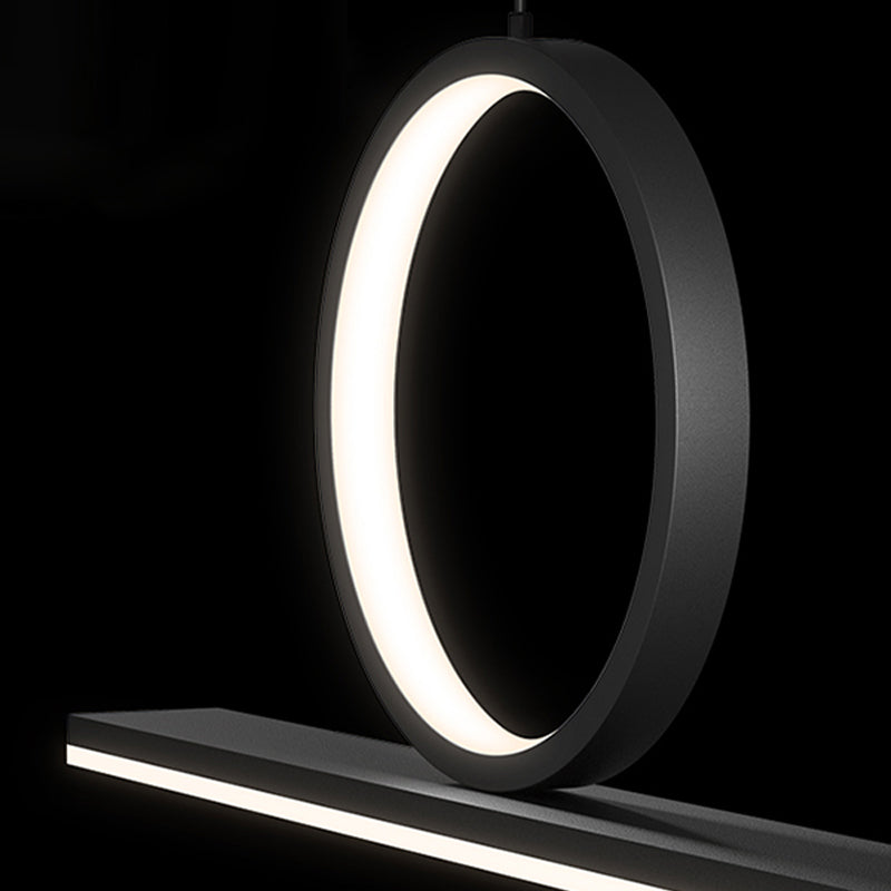 Black LED Island Hanging Lamp Modern Simple Island Lamp with Acrylic Shade for Dining Room