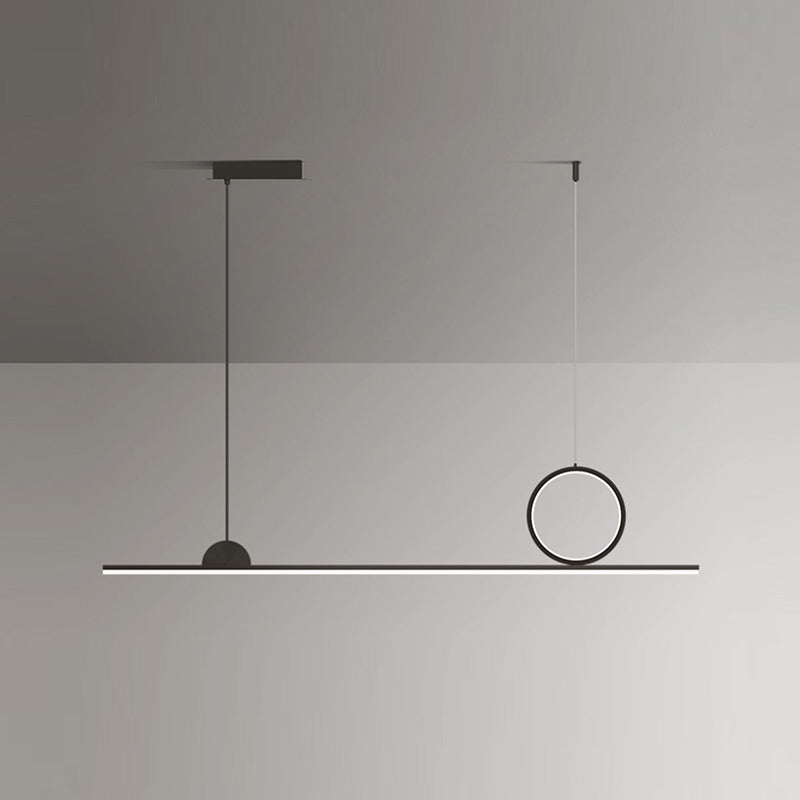 Black LED Island Hanging Lamp Modern Simple Island Lamp with Acrylic Shade for Dining Room