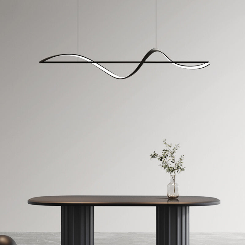 Strip Shape Island Hanging Lamp Modern LED Island Lamp with Acrylic Shade for Dining Room