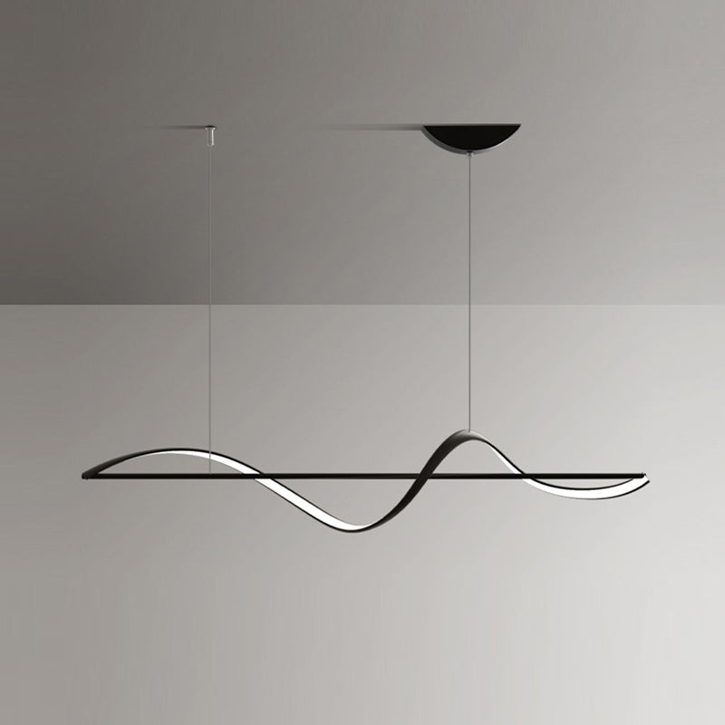 Strip Shape Island Hanging Lamp Modern LED Island Lamp with Acrylic Shade for Dining Room