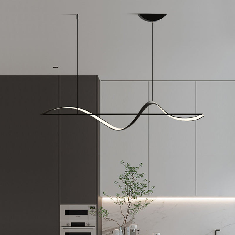 Strip Shape Island Hanging Lamp Modern LED Island Lamp with Acrylic Shade for Dining Room