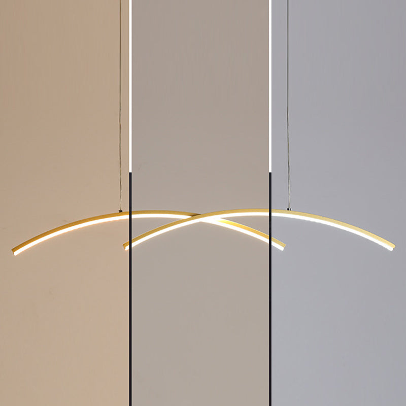 Linear 2 - Light LED Kitchen Island Fixture Iron Pendant Ceiling in Black / Gold