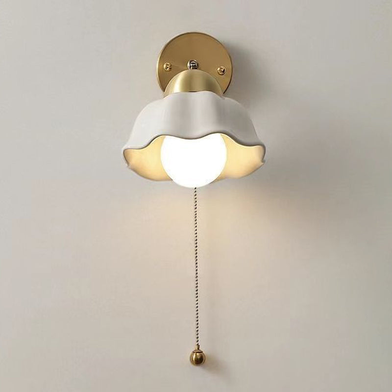 Nordic Style Wall Light Dome Shape Wall Lamp with Ceramic Shade for Bedroom