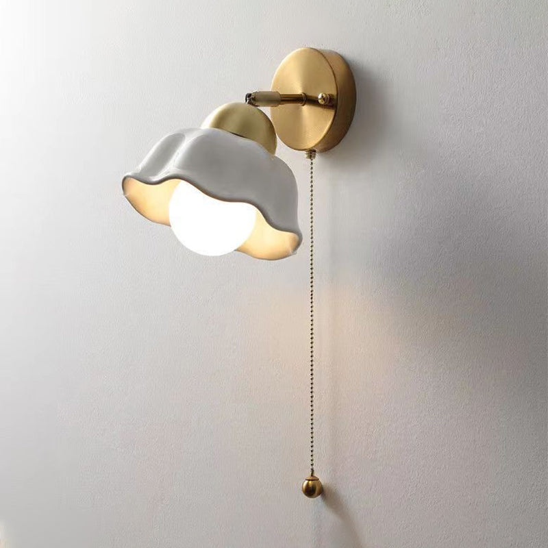 Nordic Style Wall Light Dome Shape Wall Lamp with Ceramic Shade for Bedroom