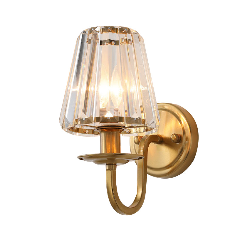 Geometric Wall Lighting Modern Crystal 1 Light Wall Sconces in Gold