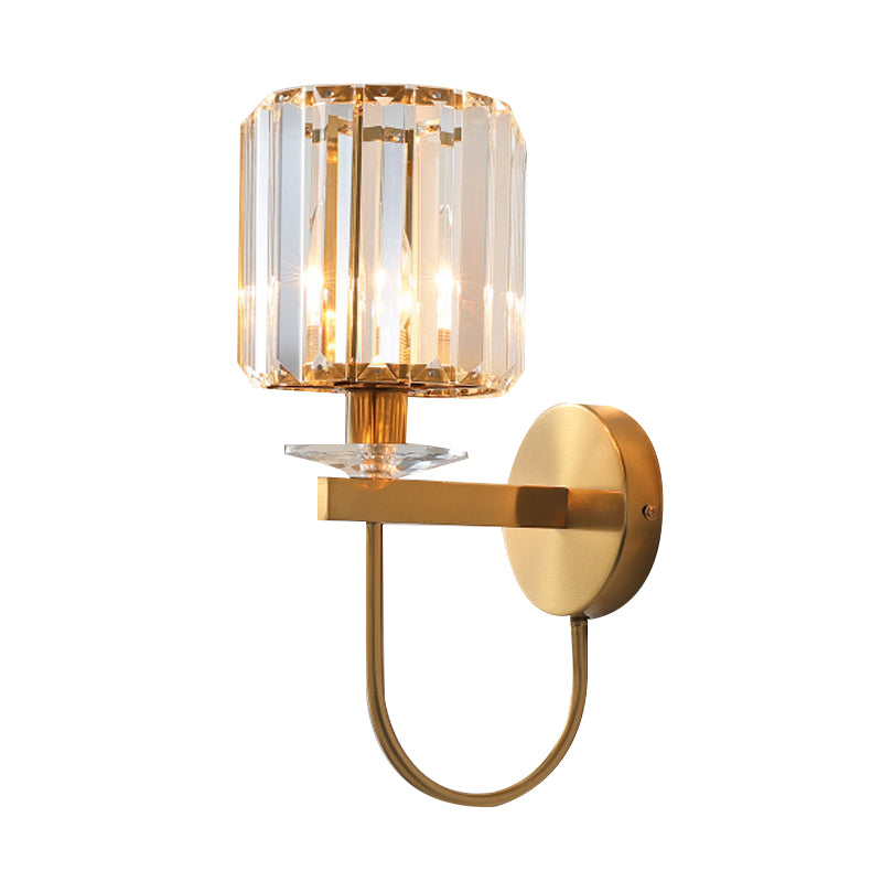 Geometric Wall Lighting Modern Crystal 1 Light Wall Sconces in Gold