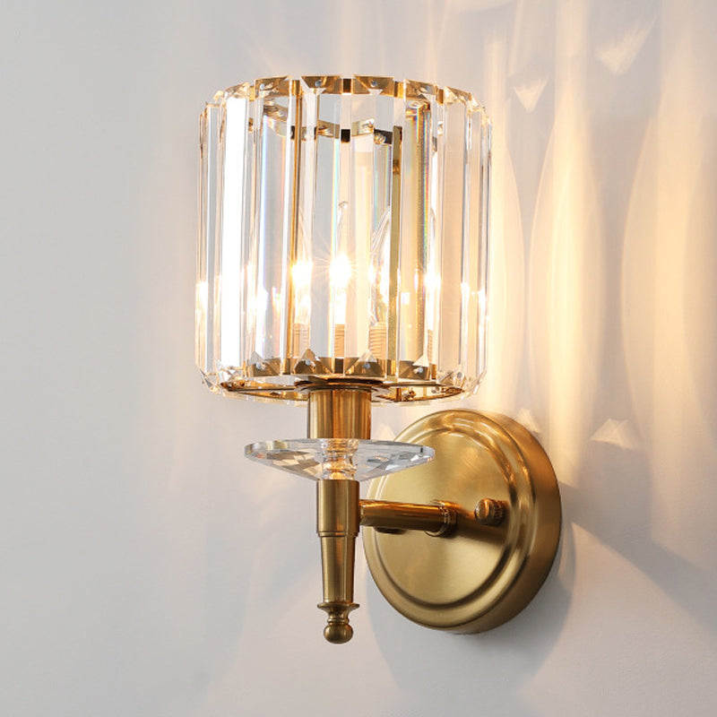 Geometric Wall Lighting Modern Crystal 1 Light Wall Sconces in Gold