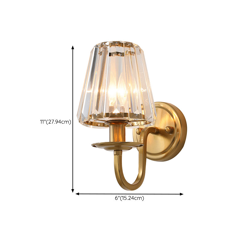 Geometric Wall Lighting Modern Crystal 1 Light Wall Sconces in Gold