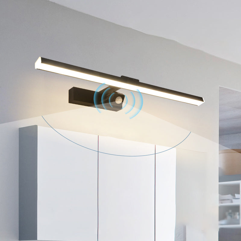 Linear Shape Metal Vanity Light Modern Style 1 Light Vanity Light Fixture in Black