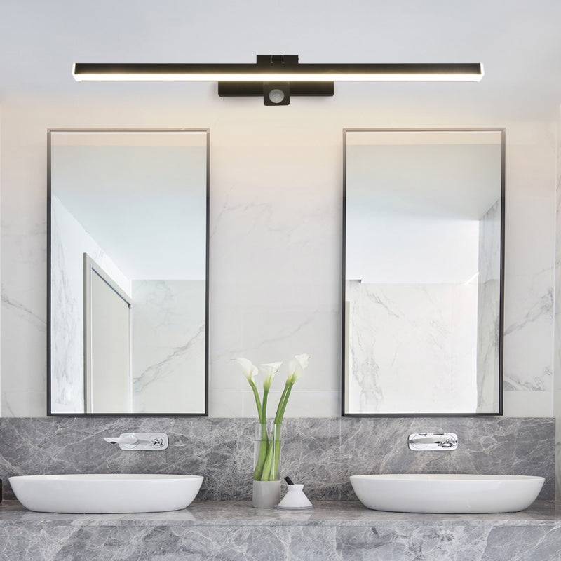 Linear Shape Metal Vanity Light Modern Style 1 Light Vanity Light Fixture in Black