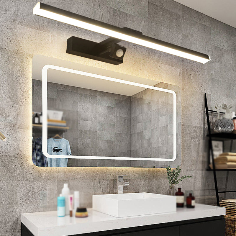 Linear Shape Metal Vanity Light Modern Style 1 Light Vanity Light Fixture in Black