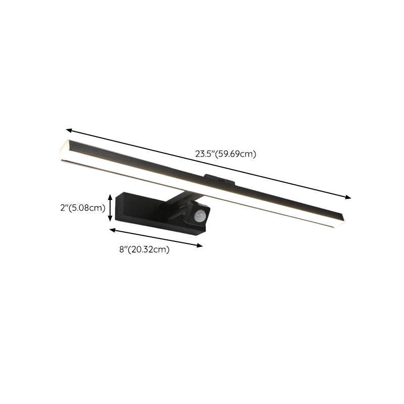 Linear Shape Metal Vanity Light Modern Style 1 Light Vanity Light Fixture in Black