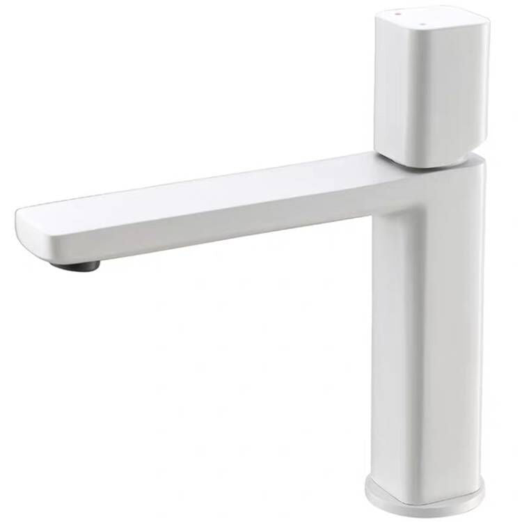 Modern Knob Handle Sink Faucet White Brass Bathroom Sink Faucet