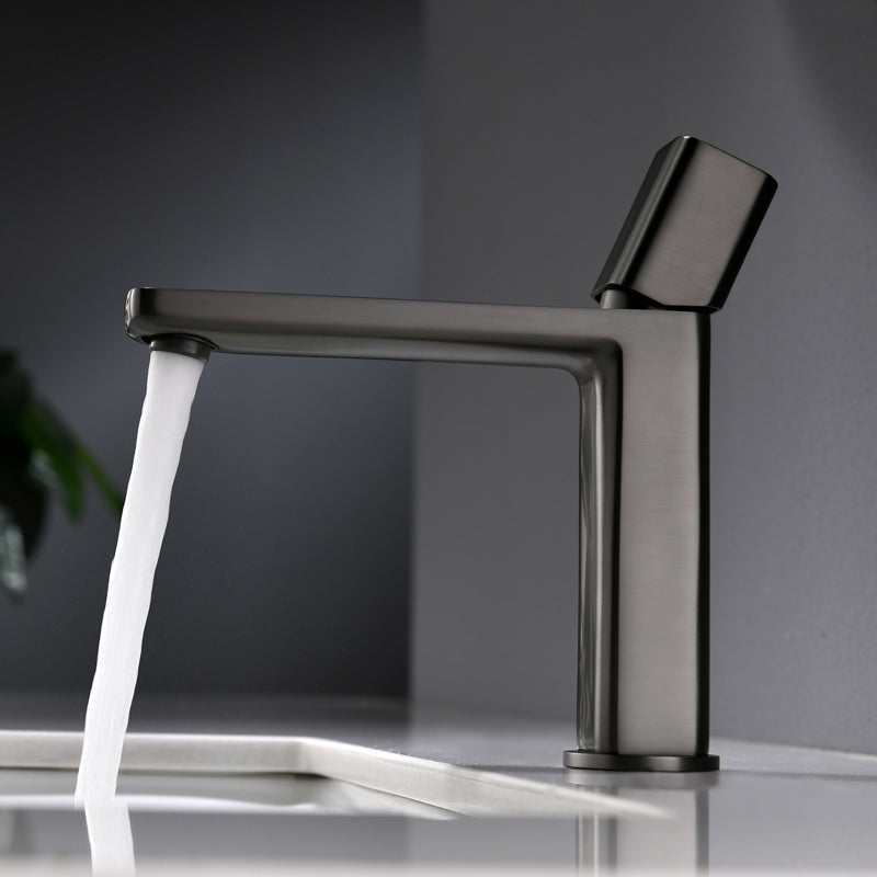 Modern Knob Handle Sink Faucet White Brass Bathroom Sink Faucet