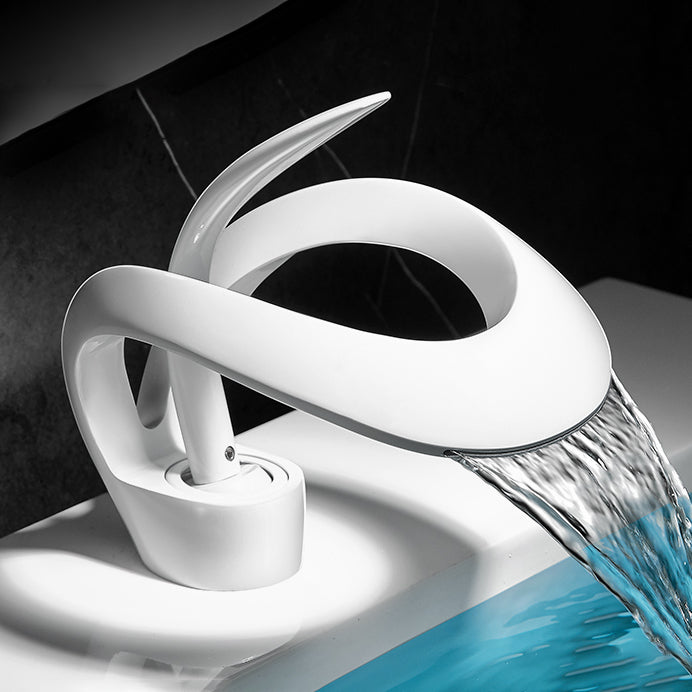 Unique Moedern Faucet Bathroom Lever Handle Waterfall Spout Faucet