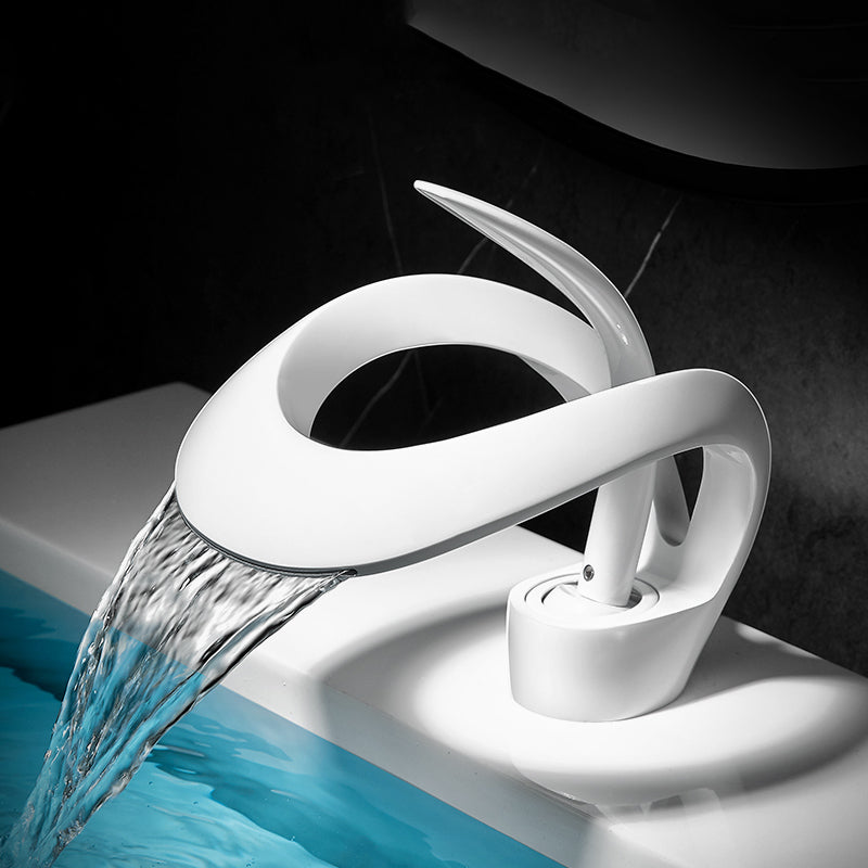 Unique Moedern Faucet Bathroom Lever Handle Waterfall Spout Faucet