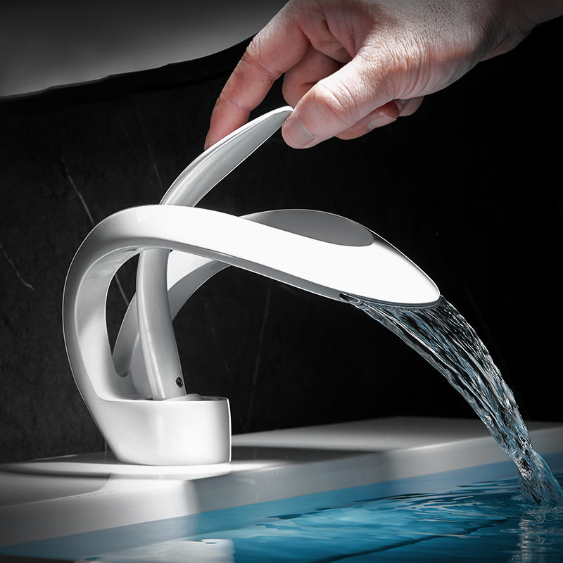 Unique Moedern Faucet Bathroom Lever Handle Waterfall Spout Faucet