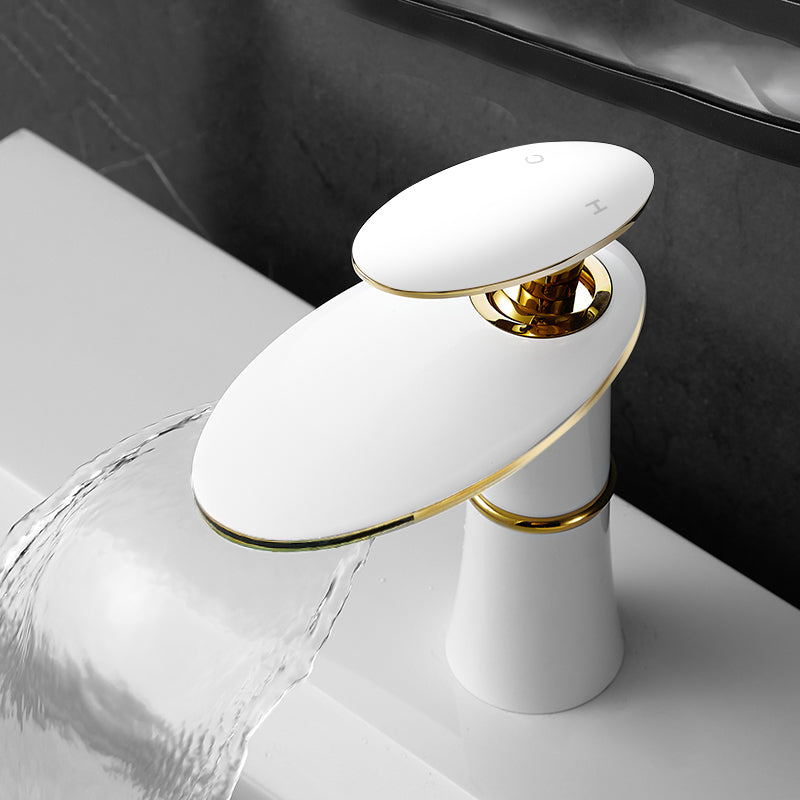 Modern Bathroom Sink Faucet Lever Handle Waterfall Spout Sink Faucet