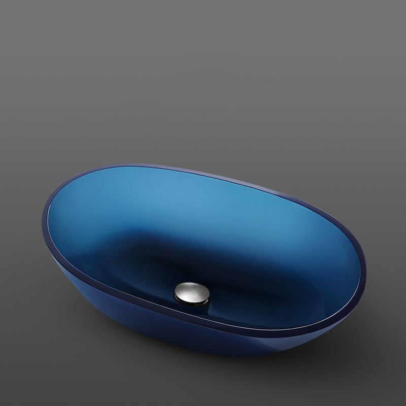 Modern Vessel Bathroom Sink Oval Resin Vessel Lavatory Sink(Not Including Faucet)