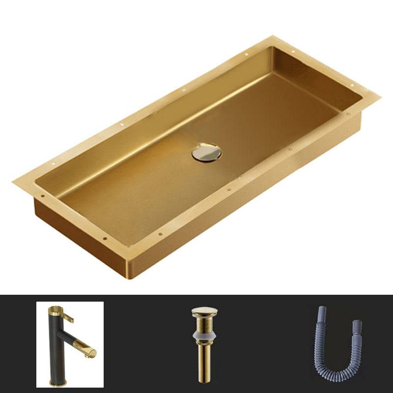 Modern Style Bathroom Sink Rectangular Metal Bathroom Sink with Faucet
