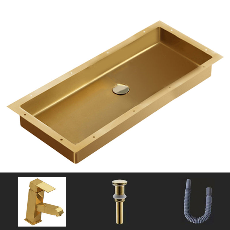 Modern Style Bathroom Sink Rectangular Metal Bathroom Sink with Faucet