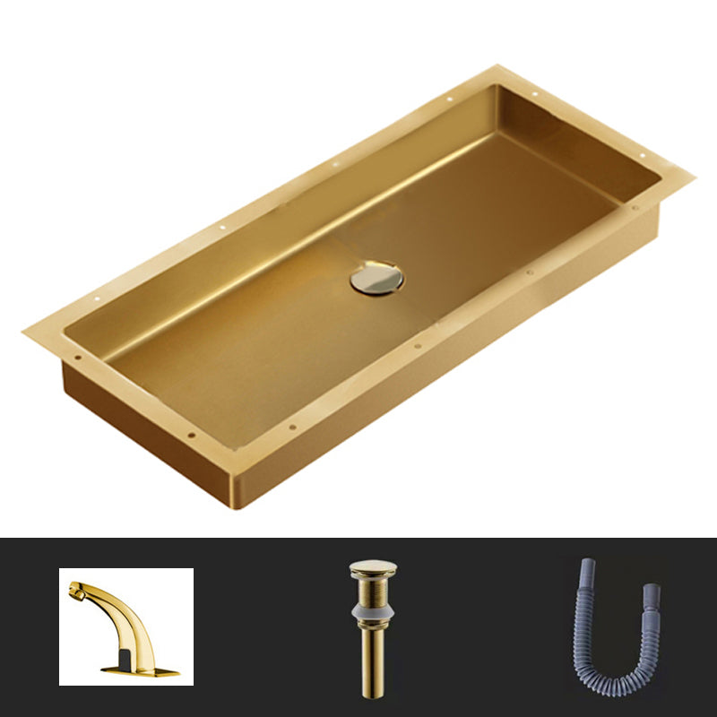 Modern Style Bathroom Sink Rectangular Metal Bathroom Sink with Faucet