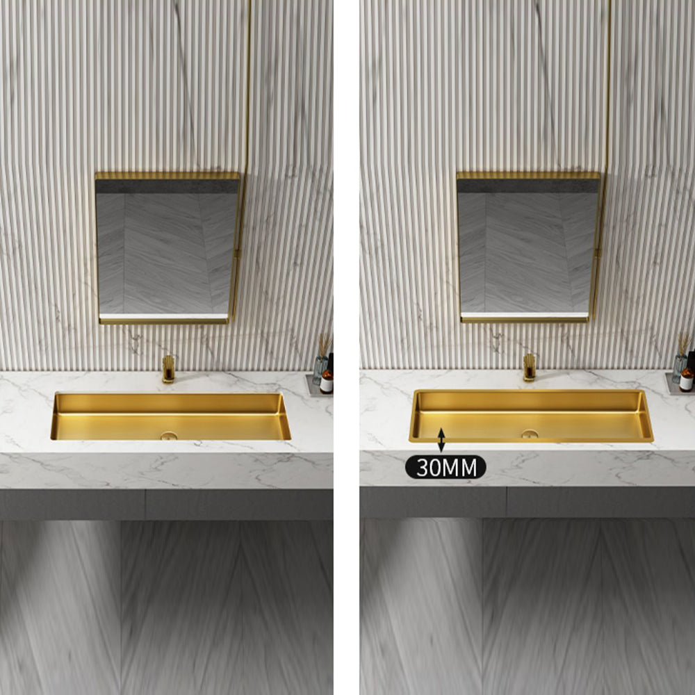 Modern Style Bathroom Sink Rectangular Metal Bathroom Sink with Faucet