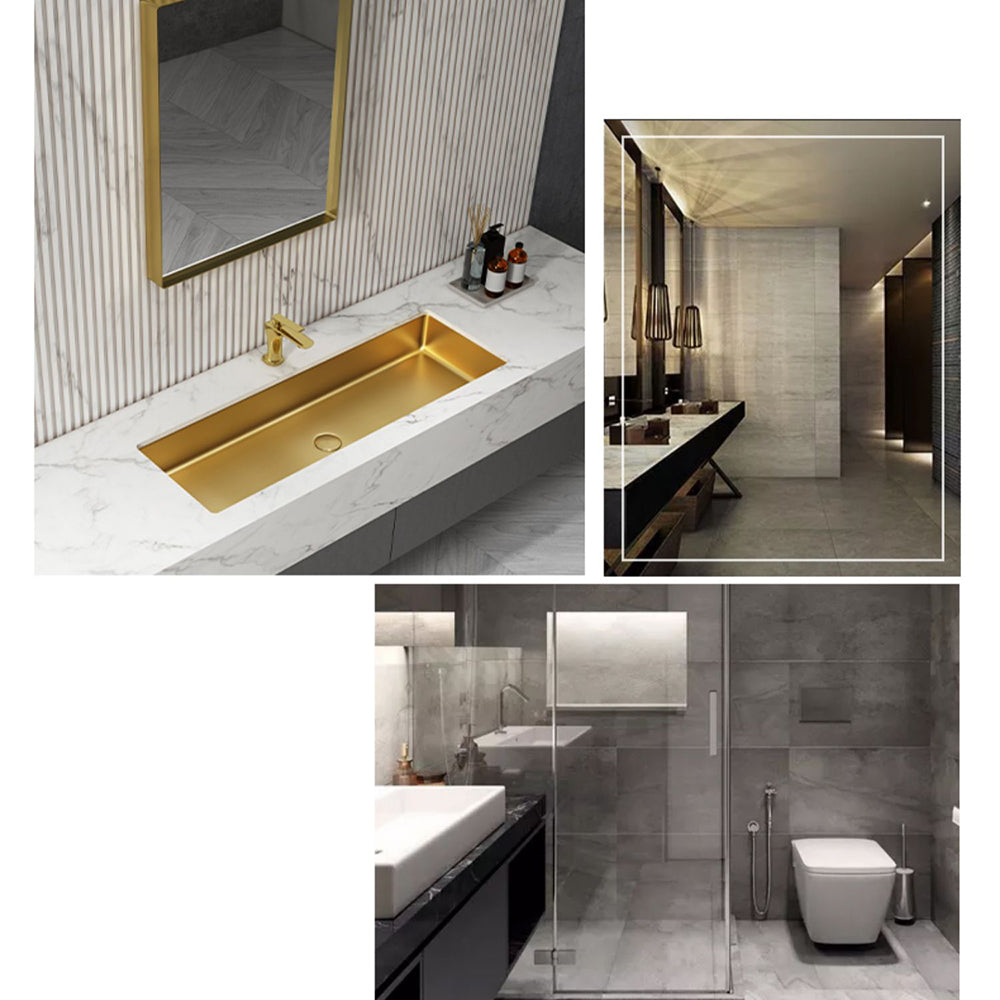 Modern Style Bathroom Sink Rectangular Metal Bathroom Sink with Faucet