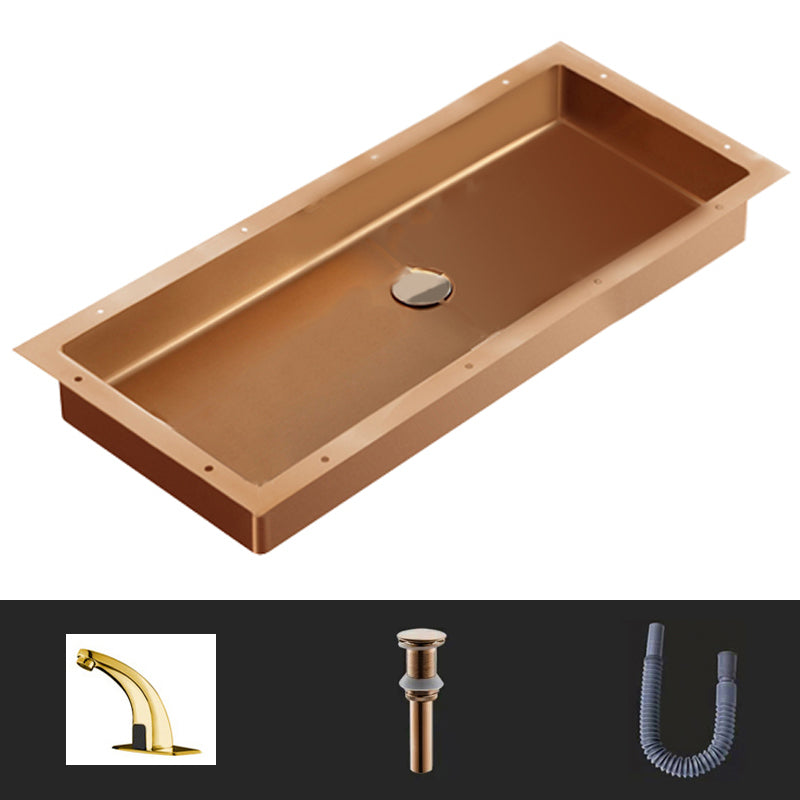 Modern Style Bathroom Sink Rectangular Metal Bathroom Sink with Faucet
