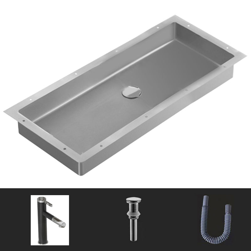 Modern Style Bathroom Sink Rectangular Metal Bathroom Sink with Faucet