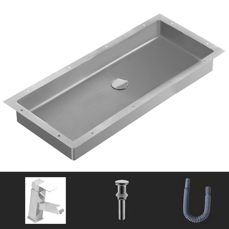 Modern Style Bathroom Sink Rectangular Metal Bathroom Sink with Faucet