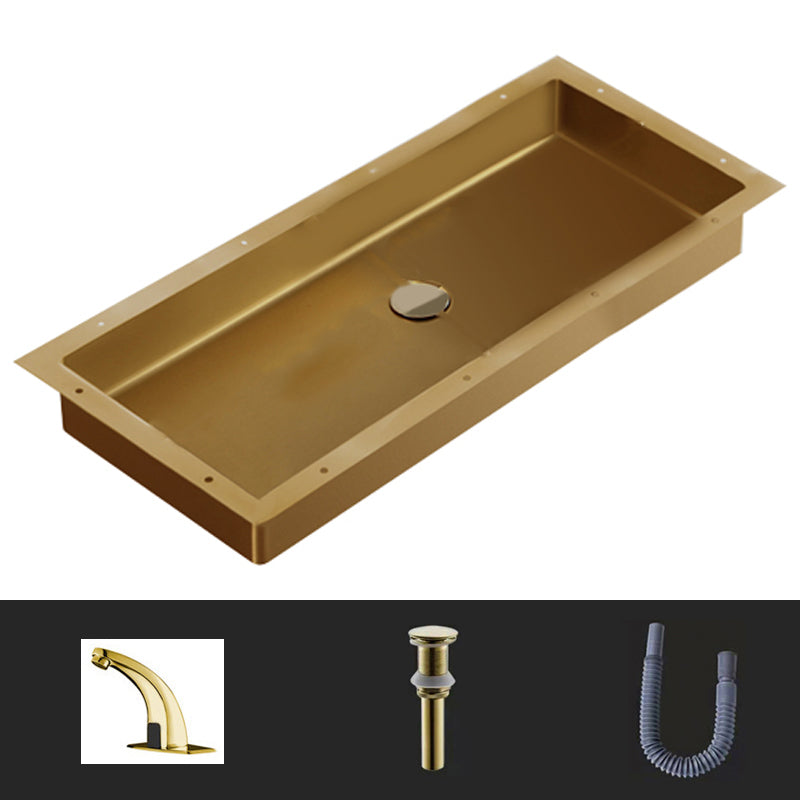 Modern Style Bathroom Sink Rectangular Metal Bathroom Sink with Faucet