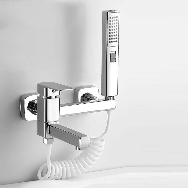 Wall Mounted Tub Filler Modern Single Lever Handle Swivel Tub Filler with Handshower