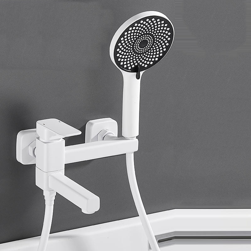 Wall Mounted Tub Filler Modern Single Lever Handle Swivel Tub Filler with Handshower