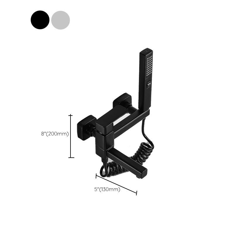 Wall Mounted Tub Filler Modern Single Lever Handle Swivel Tub Filler with Handshower