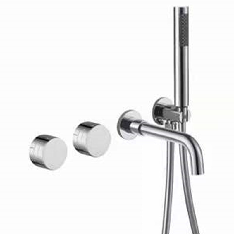 Contemporary Wall Mounted Metal Tub Filler Low Arc Waterfall Bathroom Faucet