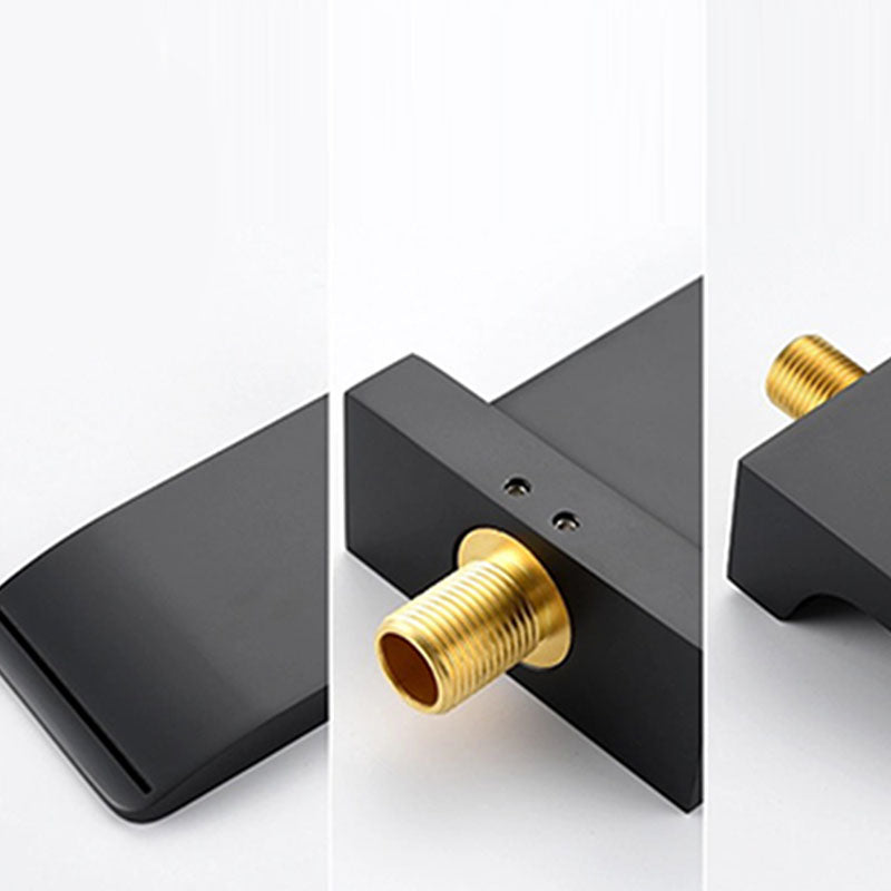 Contemporary Wall Mounted Metal Tub Filler Low Arc Waterfall Bathroom Faucet
