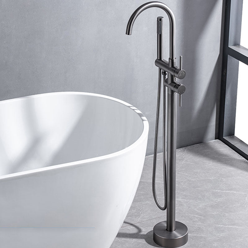 Floor Mounted Copper Freestanding Tub Filler Freestanding High Arc Tub Metal Filler Trim