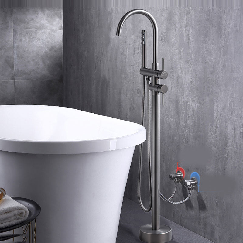 Floor Mounted Copper Freestanding Tub Filler Freestanding High Arc Tub Metal Filler Trim