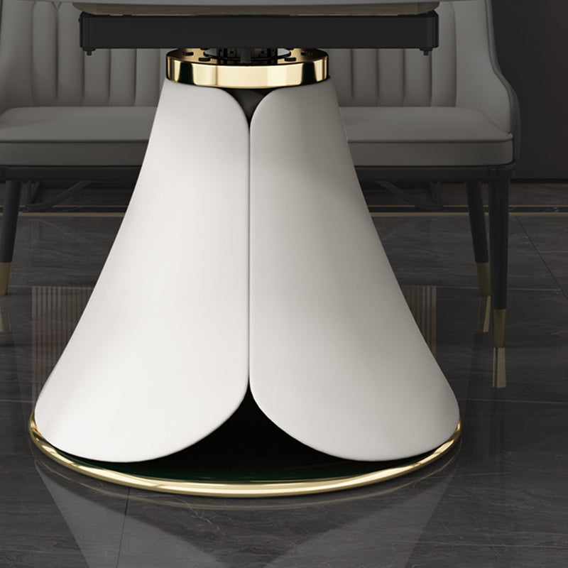 Glam Style Sintered Stone Table Pedestal Dining Table for Kitchen