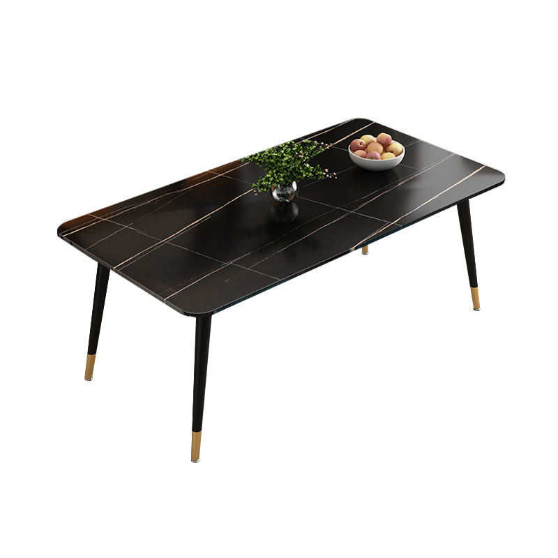Rectangle Stone Top Dining Table Glam Style Kitchen Dining Table
