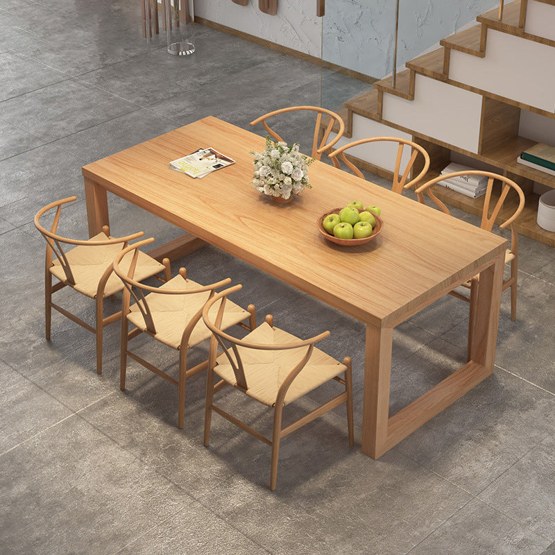 Simplicity Style Dinette Table Rectangle Solid Wood Dinner Table in Natural