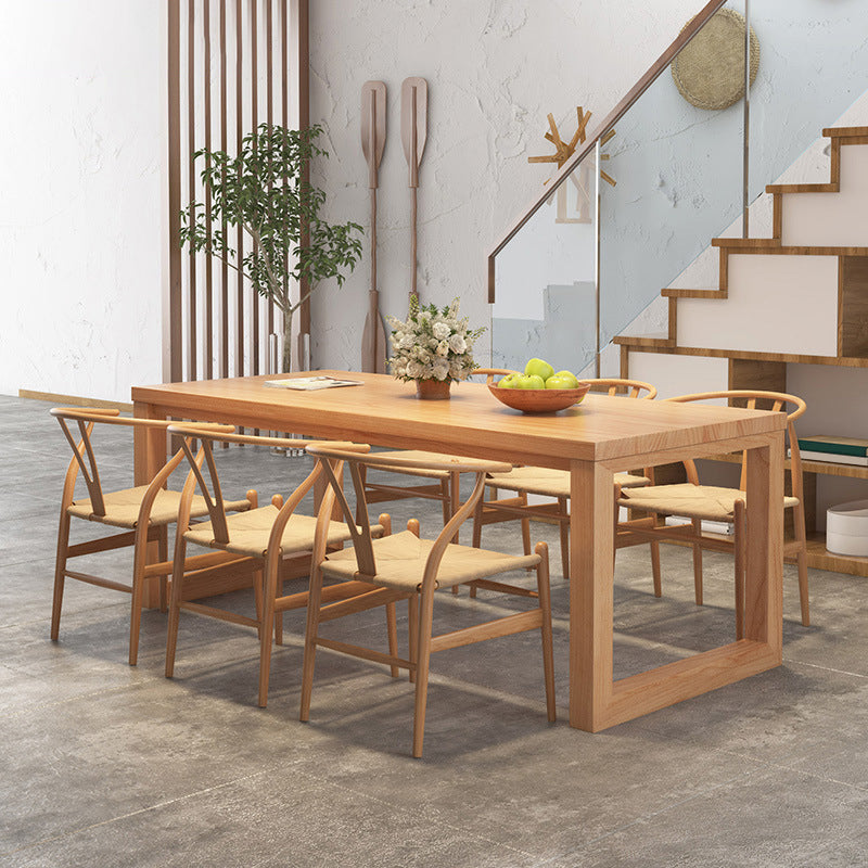 Simplicity Style Dinette Table Rectangle Solid Wood Dinner Table in Natural