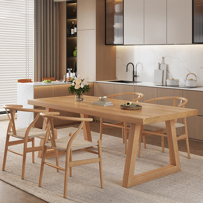 Simplicity Style Dinette Table Rectangle Solid Wood Dinner Table in Brown