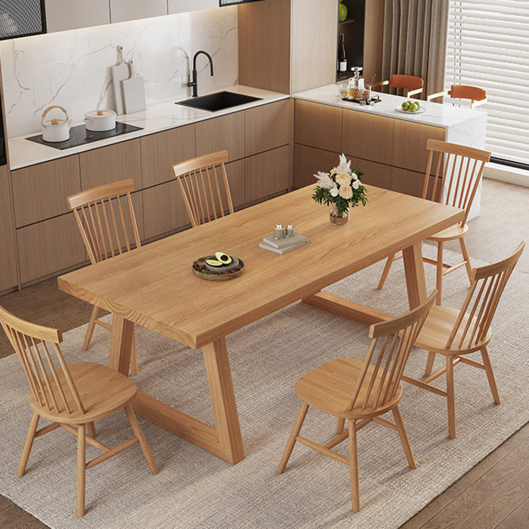 Simplicity Style Dinette Table Rectangle Solid Wood Dinner Table in Brown